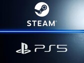 Steam és PS5 logókkal ellátott banner látható (Kép forrása: Steam, Sony PlayStation szerkesztéssel)