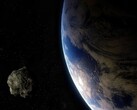 Egy aszteroidát és a Földet ábrázoló művészi illusztráció. (Kép forrása: Batman111 - Pixabay)