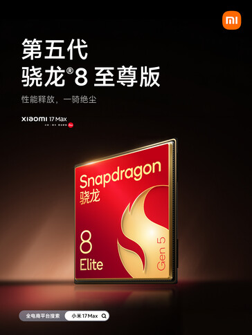 A Snapdragon 8 Elite Gen 5 chipset hajtja a Xiaomi 17 Max-ot.