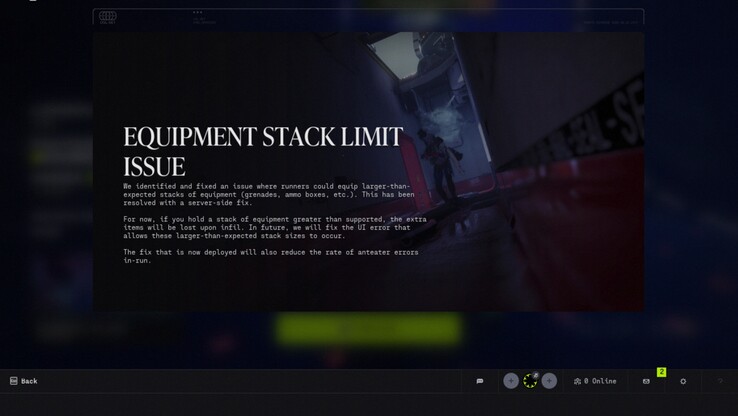 A Bungie szerint egy szerveroldali javítás mostantól megakadályozza a vártnál nagyobb felszereléshalmokat a Marathonban, a nem támogatott extra tárgyak elvesznek a végtelenítéskor, és csökken a futások során előforduló anteater hibák sz