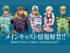 A Netflix Steel Ball Run anime-adaptációjának fő szinkronhangjai: Diego Brando, Gyro Zeppeli, Johnny Joestar, Lucy Steel és Steven Steel. (Kép forrása: Warner Bros. Japan / Netflix Anime)