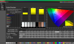 A ColorChecker a kalibrálás előtt (a P3-hoz képest)