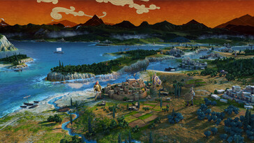 Egy kép, amelyen az A Total War Saga: Troy című játék több városa is látható.
