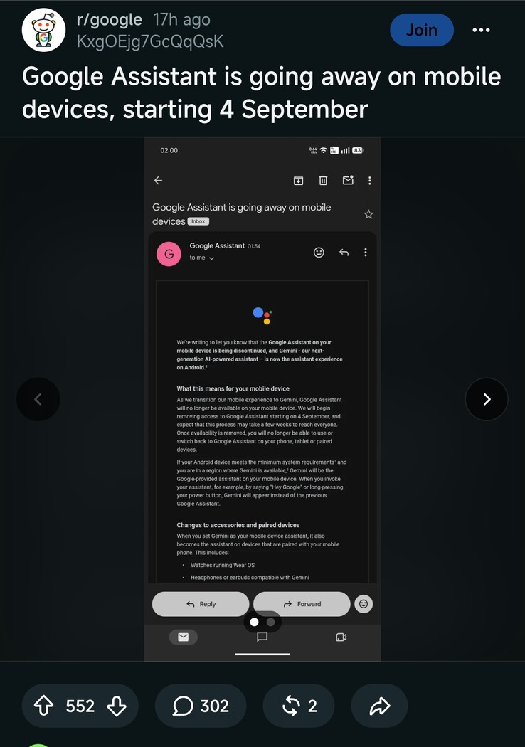 A teljes e-mailt tartalmazó Reddit-bejegyzés