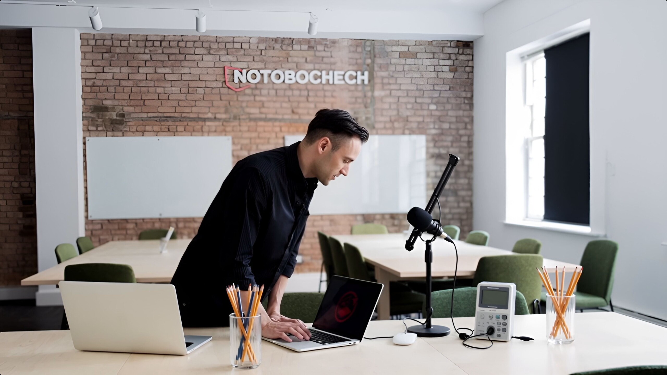 Szerzőnk egy fiktív Notebookcheck irodában (kép forrása: Vidu.com által generált kép)