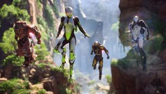 Az Anthem játékosmodelljei a kiállításon (Kép forrása: Microsoft Xbox Gaming)