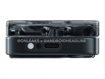 A fekete Nothing Ear (3) tok oldalnézetben az USB-portot mutatja. (Kép forrása: Android Headlines)