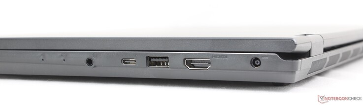 Jobbra: 3,5 mm-es fejhallgató, USB-C 3.2 Gen. 2 w/ DisplayPort + Power Delivery, USB-A 3.2 Gen. 1, HDMI 2.1, hálózati adapter