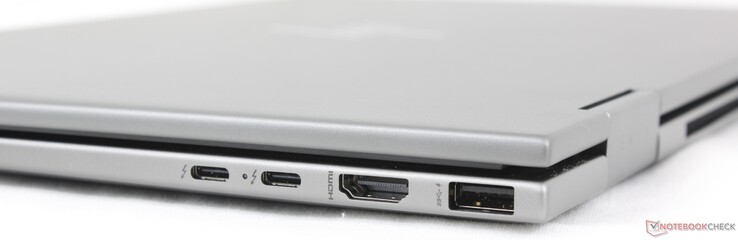 Jobbra: 2x USB-C Thunderbolt 4 w/ DisplayPort + Power Delivery, HDMI 2.1, USB-A (10 Gbps)