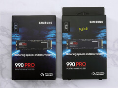 Valódi vs hamis Samsung SSD csomagolás.
