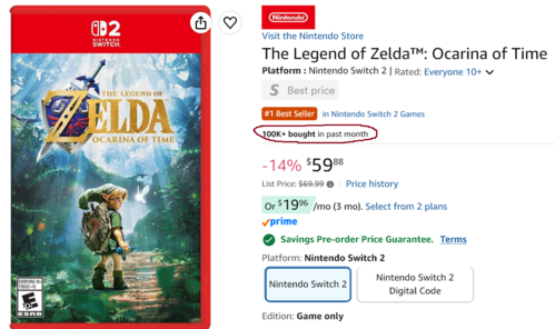 Bemutatták a Zelda: Ocarina of Time Amazon-adatlapját és eladási adatait