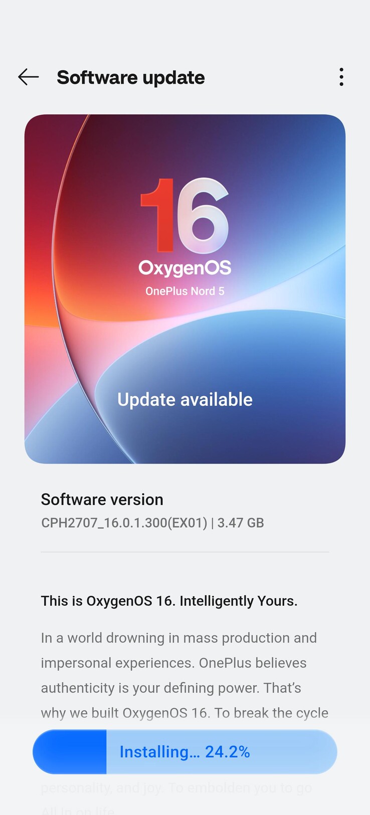 OxygenOS 16 OTA OnePlus Nord 5. (Kép forrása: u/Which_Total1708 via Reddit)