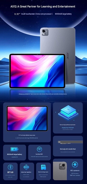 Az Acer A512 táblagép jellemzői