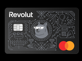A Revolut Mastercard LED-ekkel. A „szemek” kigyulladnak fizetés közben.