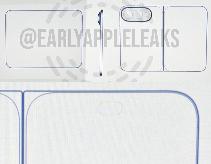 A kiszivárgott CAD renderek az összecsukható iPhone-ról egy Dynamic Island kivágást mutatnak.