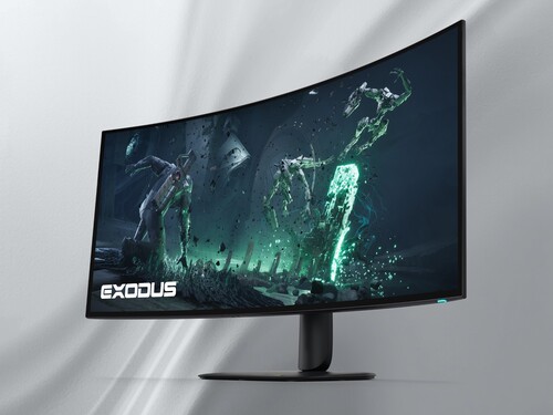 Az Alienware AW3926QW 5K OLED-monitor görbülete látható
