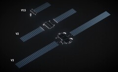 A SpaceX Starlink műholdak különböző verzióinak méretének összehasonlítása (Kép forrása: SpaceX)