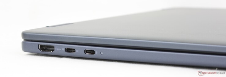 Balra: HDMI 2.1, USB-C 3.2 Gen. 2 w/ DisplayPort 1.4 + Power Delivery, USB-C Thunderbolt 4 w/ DisplayPort 2.1 + Power Delivery