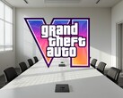 A GTA 6 logója a konferenciateremben