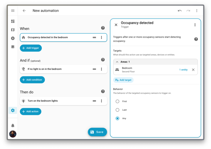 A Home Assistant 2026.1 verzióval új célspecifikus triggerek érkeztek. (Kép forrása: Home Assistant)