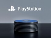 A PlayStation logó a PS5-lemezek felett látható az asztalon