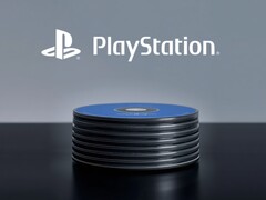 A PlayStation logó a PS5-lemezek felett látható az asztalon