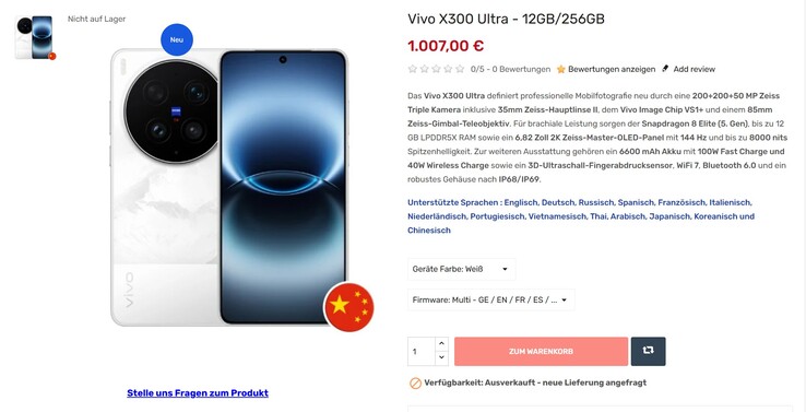 A legolcsóbb modell behozatala a Vivo X300 Ultra pletykált európai árának csak a felébe kerülne