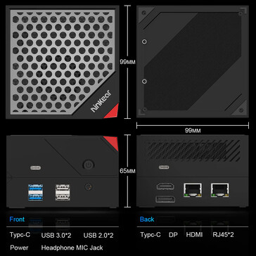 A mini PC csatlakozó portjai a bővítő alaplappal (Kép forrása: Ninkear)