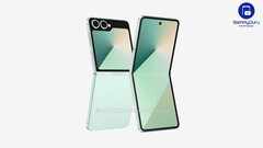 Nem hivatalos render a közelgő Galaxy Z Flip7. (Kép forrása: OnLeaks és SammyGuru)