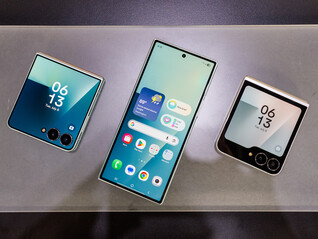 A legújabb Samsung összehajtható telefonok, összehajtva, balról jobbra: Galaxy Z Flip7, Fold7 és Flip7 FE (Kép forrása: Notebookcheck)