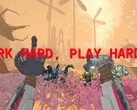 Mycopunk screenshot robot kezek és szöveges felirat work hard play harder