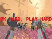 Mycopunk screenshot robot kezek és szöveges felirat work hard play harder