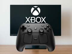 Steam Controller a PC monitor előtt Xbox Game Pass logóval