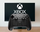 Steam Controller a PC monitor előtt Xbox Game Pass logóval