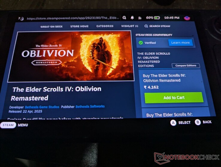 Az Oblivion remake a Steam fedélzetén (kép forrása: Anil Ganti, Notebookcheck)