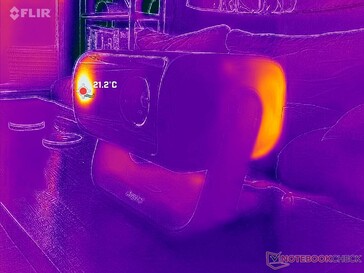 A hőtérkép egy óra használat után nem mutat hőmérsékleti problémákat. A belső ventilátor azonban nem tisztítható könnyen, és nincs kivehető légszűrő