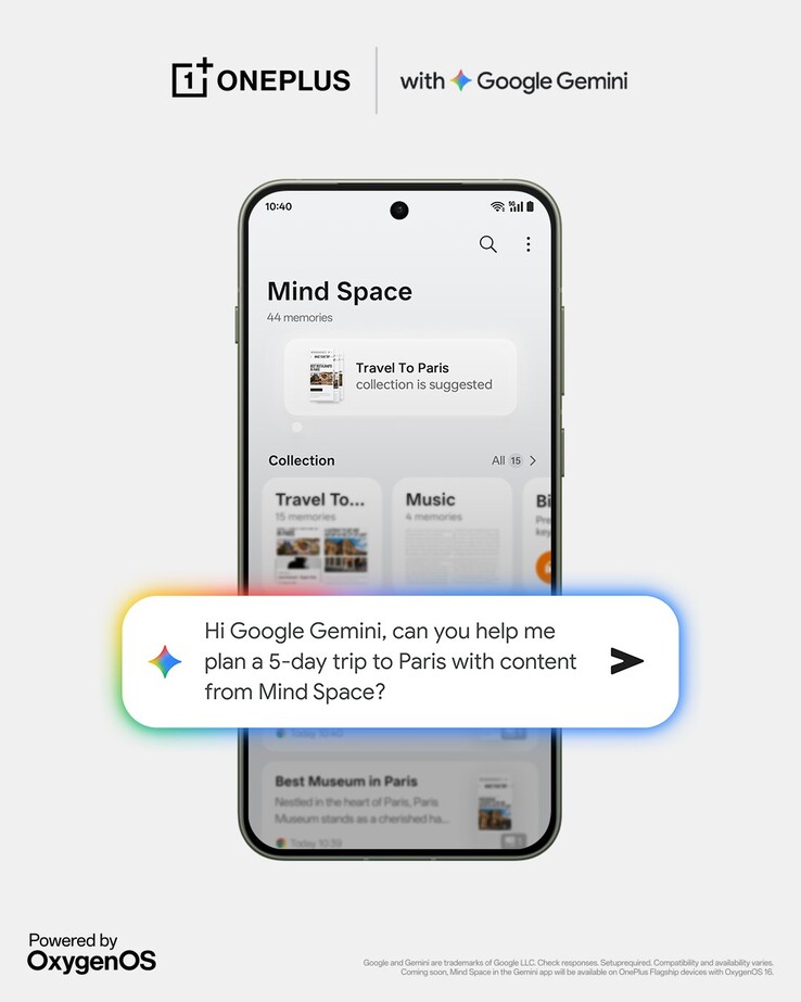 Gemini integráció érkezik az OxygenOS 16 Mind Space funkciójához. (Kép forrása: X)