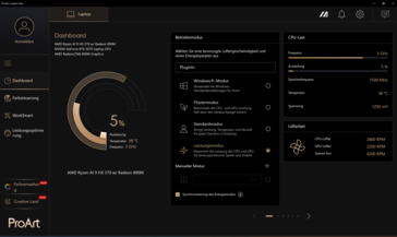 ProArt Creator Hub energiaprofilok