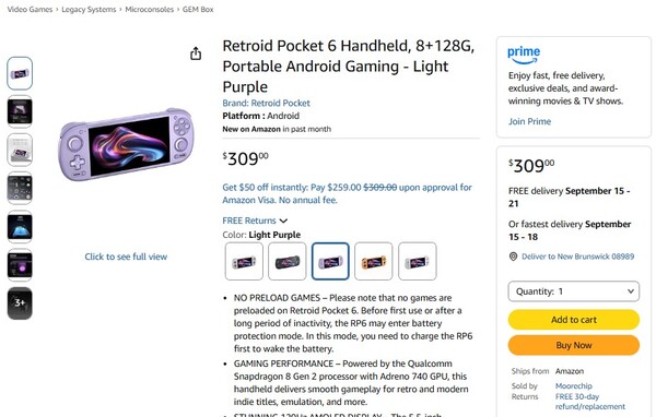 Az Amazonon kapható Retroid Pocket 6 bal oldali joystickja a D-pad felett található.