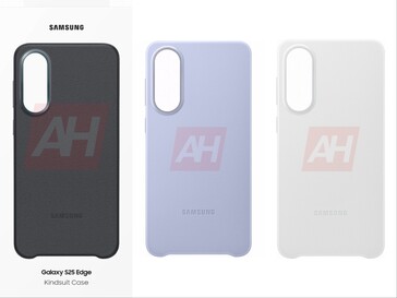 Galaxy Az S25 Edge kiszivárgott képe (szerkesztve), amely három színben mutatja a Kingsuit tokot. (Kép forrása: Android Headlines)