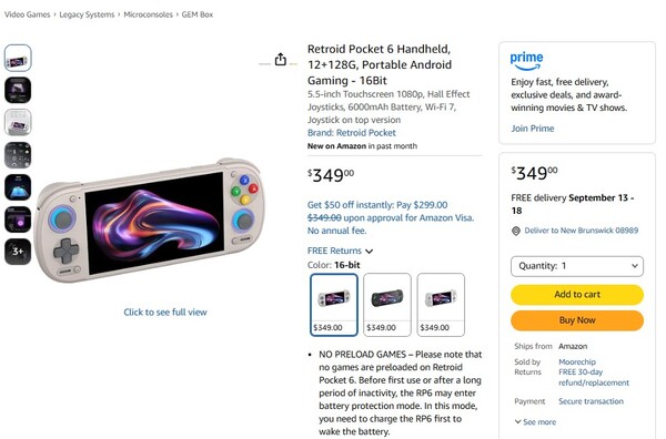 A Retroid Pocket 6 az Amazon raktárából kerül kiszállításra.