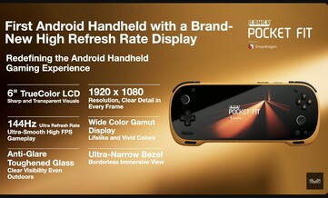 A Konkr Pocket Fit IPS LCD panel 1080p felbontással és 144Hz-es frissítési frekvenciával rendelkezik. (Kép forrása: Ayaneo)