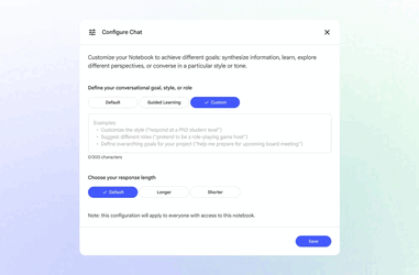 A csevegés mostantól személyre szabható egy konfigurációs ikonon keresztül. (Kép forrása: Google)