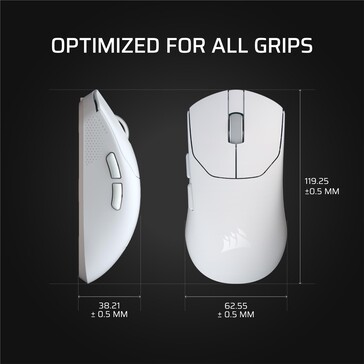 Corsair Sabre V2 Pro Ultralight méretei. (Kép forrása: Corsair)