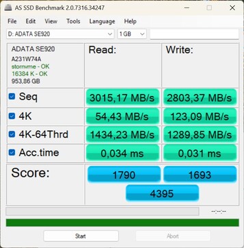Teljesítményteszt az ADATA SE920-szal USB4-en keresztül