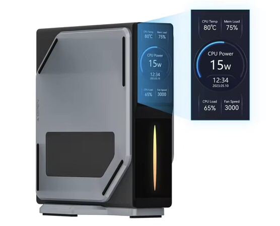 A Firebat S1 mini PC kis beépített kijelzővel rendelkezik. (Kép forrása: AliExpress)