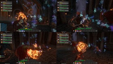 Egy kép, amely a Dungeons of Sundaria osztott képernyőjét ábrázolja.