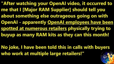 Az OpenAI alkalmazottai DDR5 memóriakészleteket vásárolnak fel. (Kép forrása: Moore's Law Is Dead)