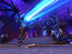 World of Warcraft jelenet egy varázslóról, akit egy lángoló kék sugárral lőttek szét (Kép forrása: Windowscentral.com)