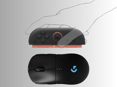 Switch 2 Joy-Cons a képen a játékegér felett (Kép forrása: Nintendo of America, Logitech szerkesztéssel)